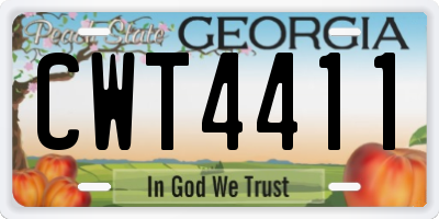 GA license plate CWT4411