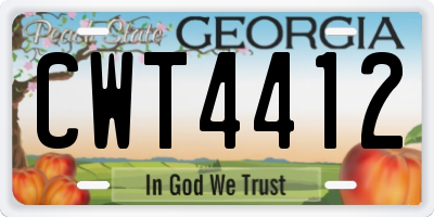 GA license plate CWT4412