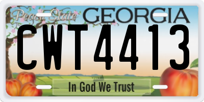 GA license plate CWT4413