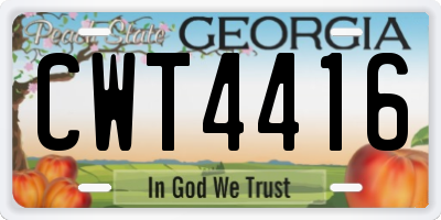 GA license plate CWT4416
