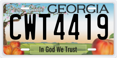 GA license plate CWT4419