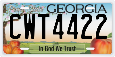 GA license plate CWT4422
