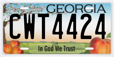 GA license plate CWT4424