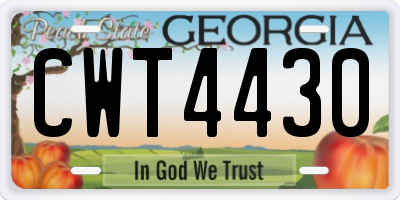 GA license plate CWT4430