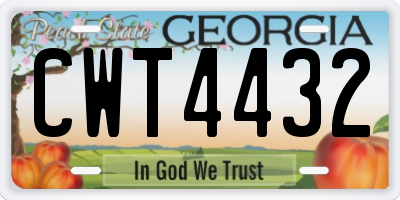 GA license plate CWT4432