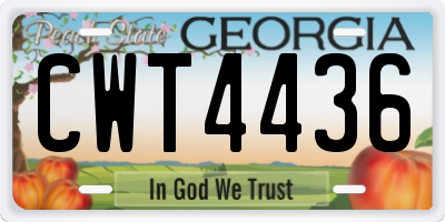 GA license plate CWT4436