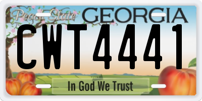 GA license plate CWT4441
