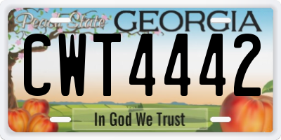 GA license plate CWT4442