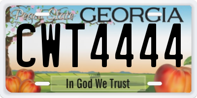 GA license plate CWT4444