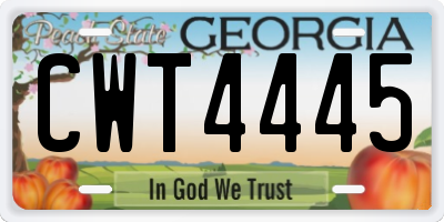 GA license plate CWT4445