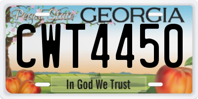 GA license plate CWT4450