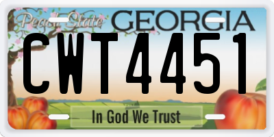 GA license plate CWT4451