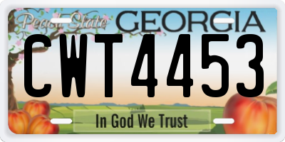 GA license plate CWT4453