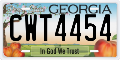 GA license plate CWT4454
