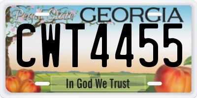GA license plate CWT4455