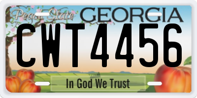 GA license plate CWT4456