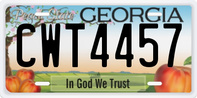 GA license plate CWT4457