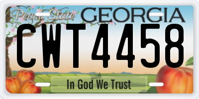 GA license plate CWT4458