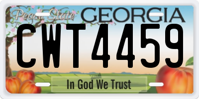 GA license plate CWT4459