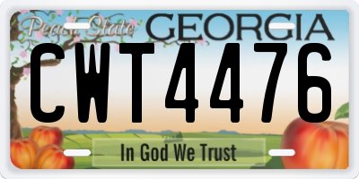 GA license plate CWT4476