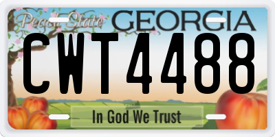 GA license plate CWT4488