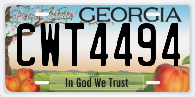 GA license plate CWT4494