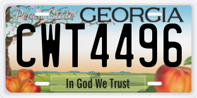 GA license plate CWT4496