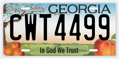 GA license plate CWT4499