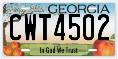 GA license plate CWT4502