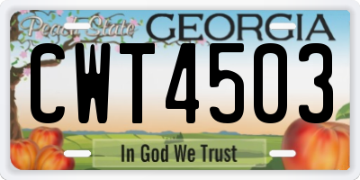 GA license plate CWT4503