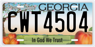 GA license plate CWT4504