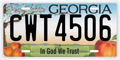 GA license plate CWT4506