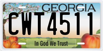 GA license plate CWT4511