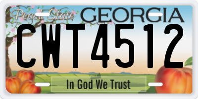 GA license plate CWT4512