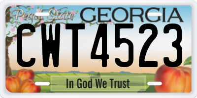 GA license plate CWT4523