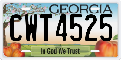 GA license plate CWT4525