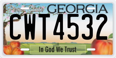 GA license plate CWT4532