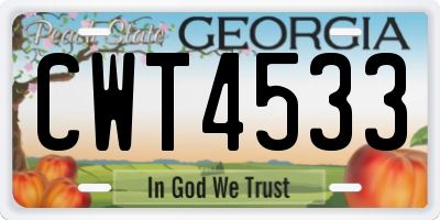 GA license plate CWT4533