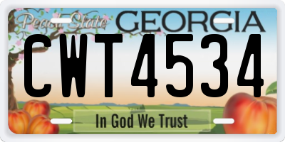 GA license plate CWT4534