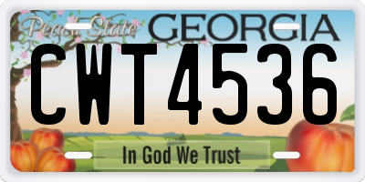 GA license plate CWT4536