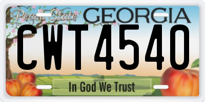 GA license plate CWT4540