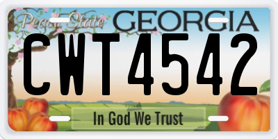 GA license plate CWT4542