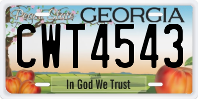GA license plate CWT4543