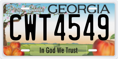 GA license plate CWT4549