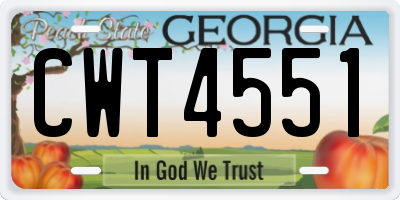 GA license plate CWT4551
