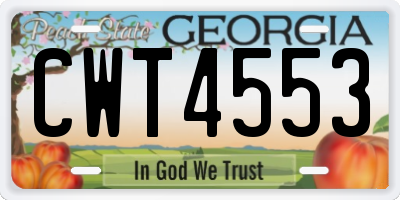 GA license plate CWT4553