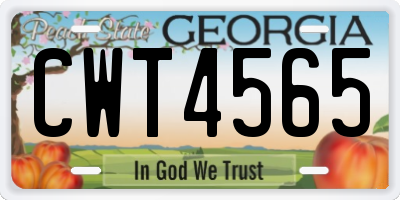 GA license plate CWT4565