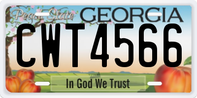 GA license plate CWT4566