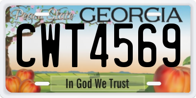 GA license plate CWT4569
