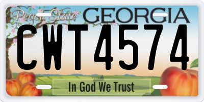 GA license plate CWT4574